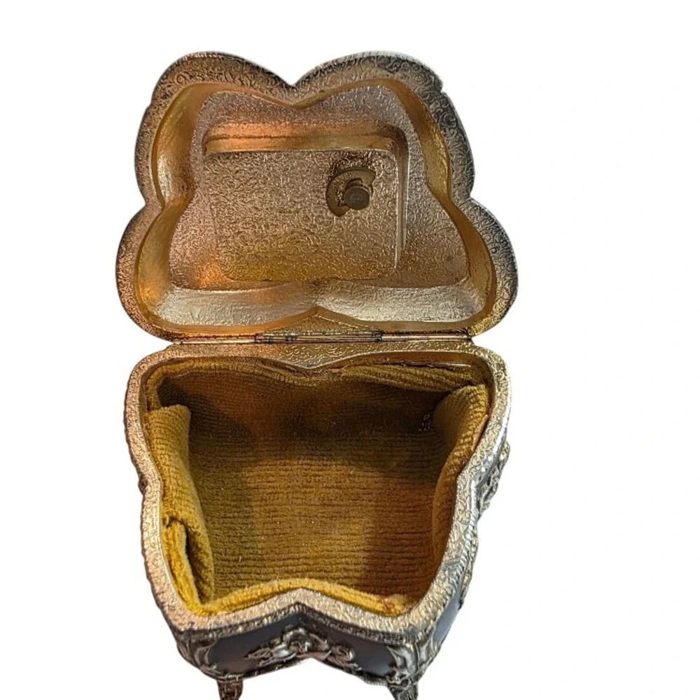 Vintage Japanese Butterfly Music Box, Trinket Jewelry Vanity Storage, Black Gold